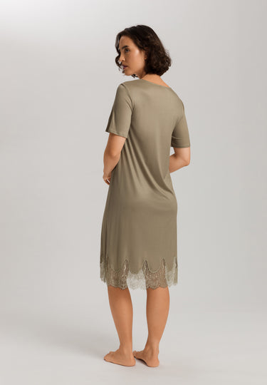 Melia Scalloped Lace Round Neck Nightgown | Silver Sage 74802-2651